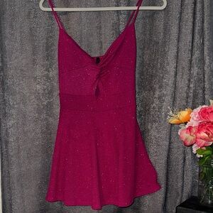 Windsor Fuchsia Stretchy Mini Romper Dress